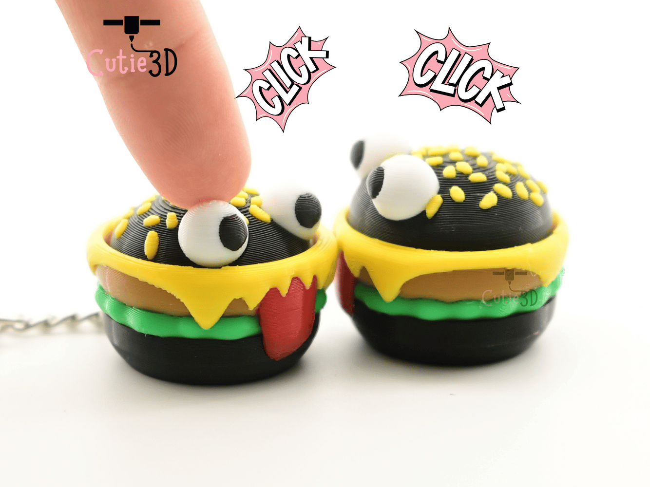 Digital Downloads - Cutie3D Halloween Monster Burger Keycap Fidget Clicker Keychain - Cute Backpack Keychain