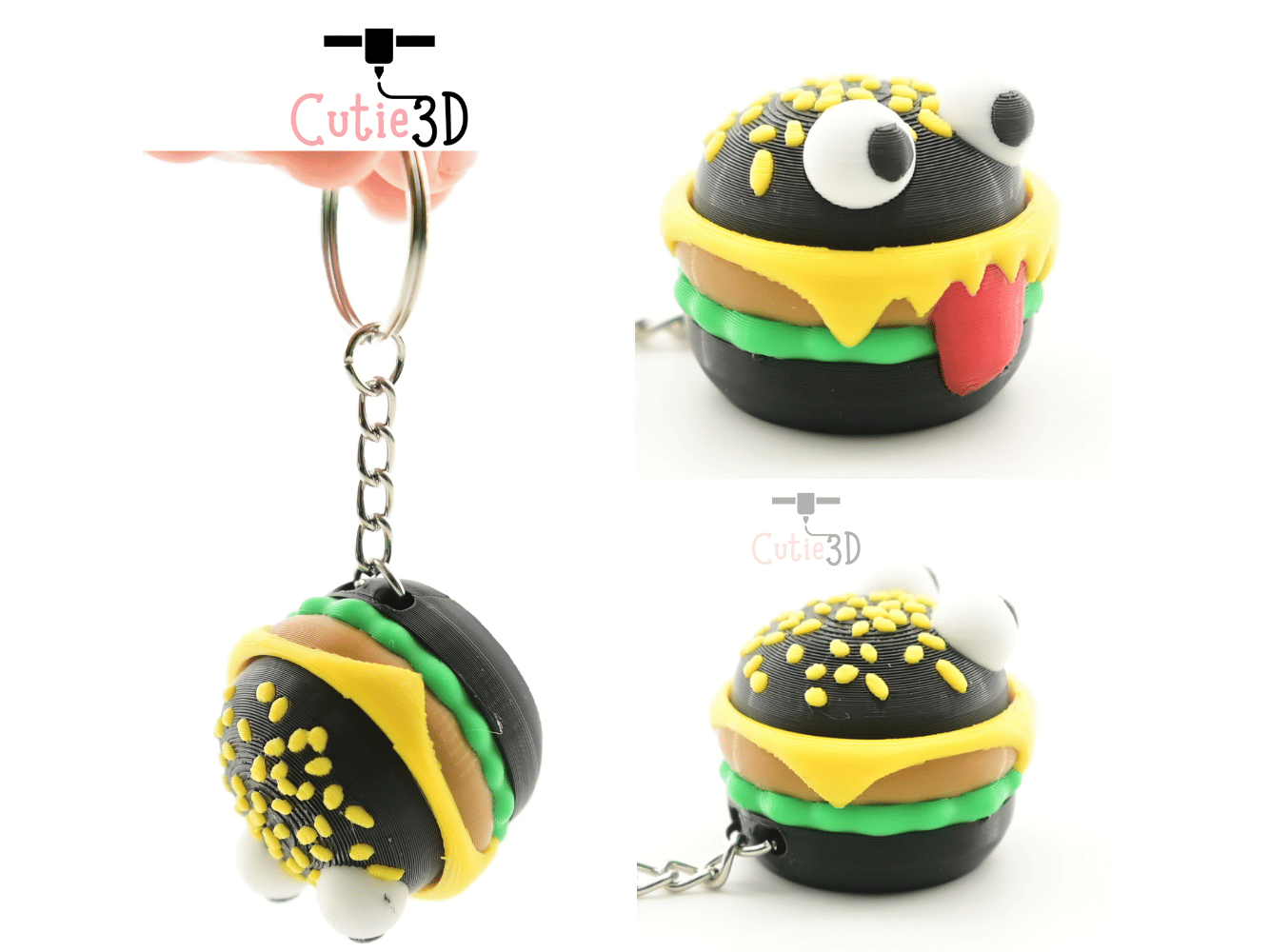 Digital Downloads - Cutie3D Halloween Monster Burger Keycap Fidget Clicker Keychain - Cute Backpack Keychain