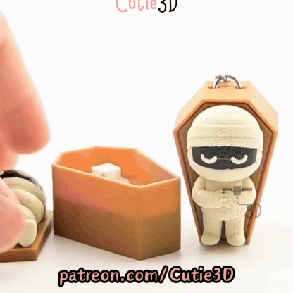 Digital Downloads - Cutie3D Halloween Mummy In Coffin Keycap Fidget Clicker Keychain - Cute Backpack Keychain