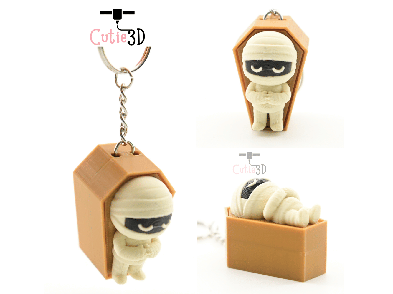 Digital Downloads - Cutie3D Halloween Mummy In Coffin Keycap Fidget Clicker Keychain - Cute Backpack Keychain