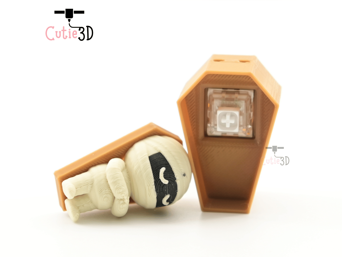 Digital Downloads - Cutie3D Halloween Mummy In Coffin Keycap Fidget Clicker Keychain - Cute Backpack Keychain