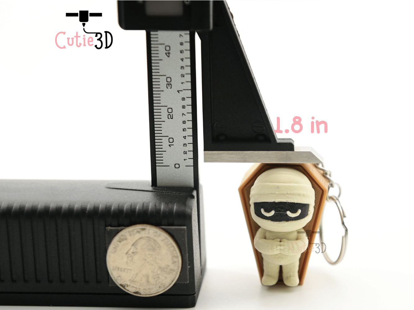 Digital Downloads - Cutie3D Halloween Mummy In Coffin Keycap Fidget Clicker Keychain - Cute Backpack Keychain