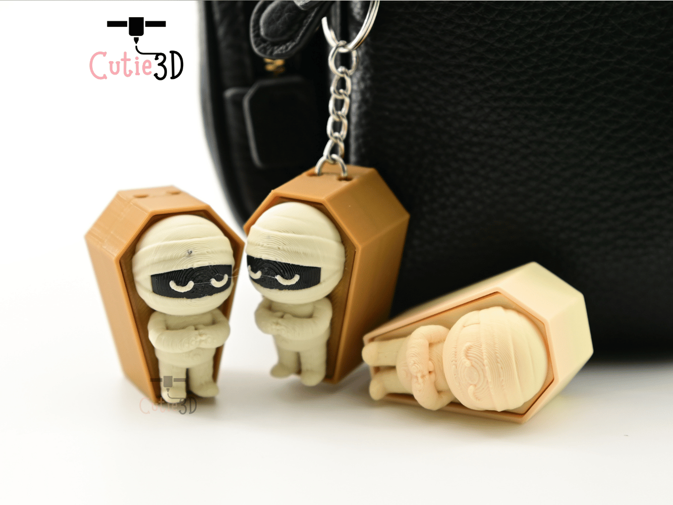 Digital Downloads - Cutie3D Halloween Mummy In Coffin Keycap Fidget Clicker Keychain - Cute Backpack Keychain