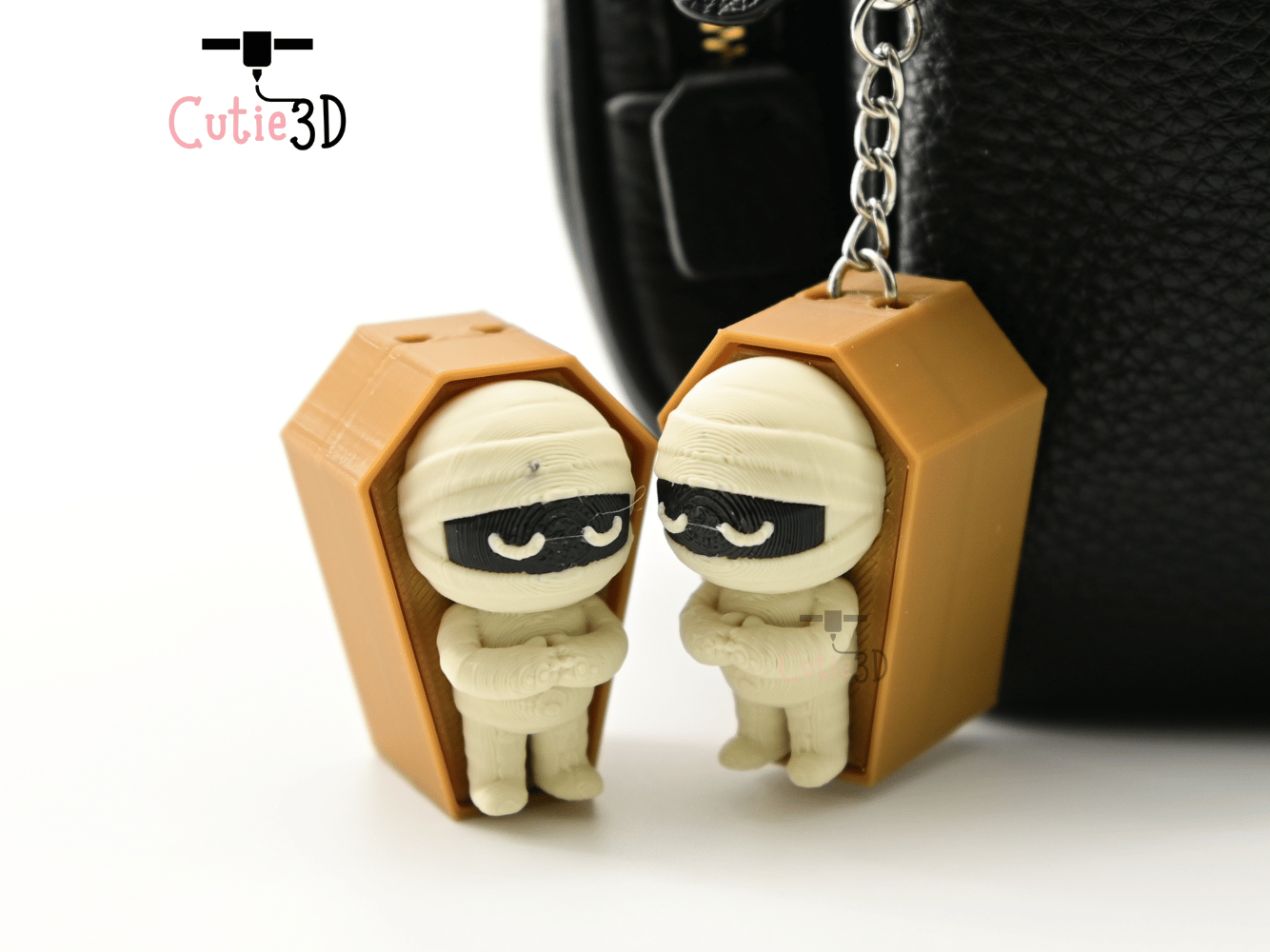 Digital Downloads - Cutie3D Halloween Mummy In Coffin Keycap Fidget Clicker Keychain - Cute Backpack Keychain