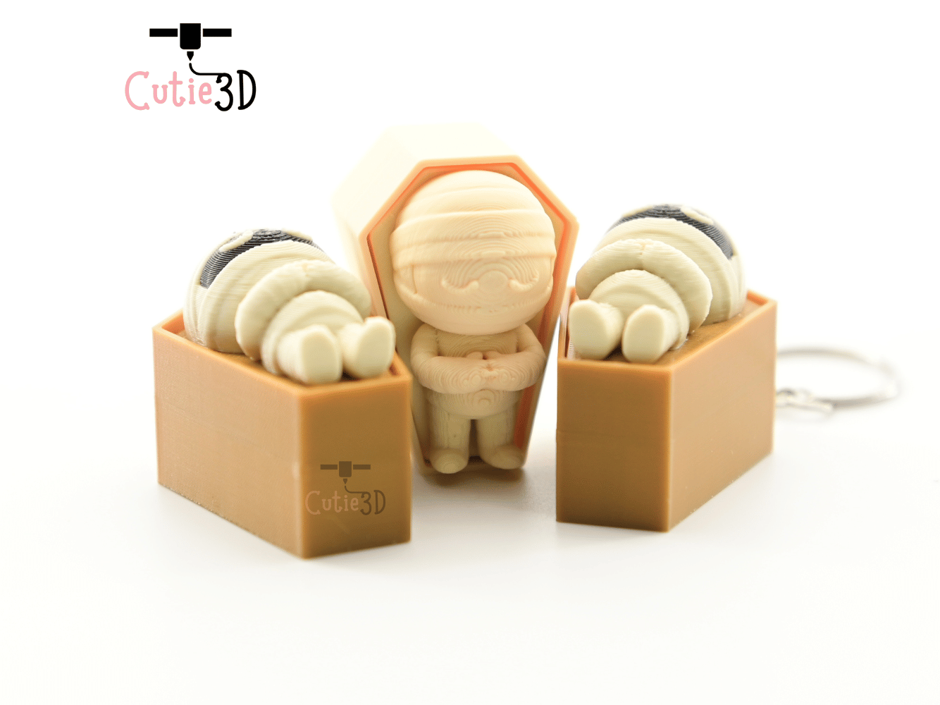 Digital Downloads - Cutie3D Halloween Mummy In Coffin Keycap Fidget Clicker Keychain - Cute Backpack Keychain