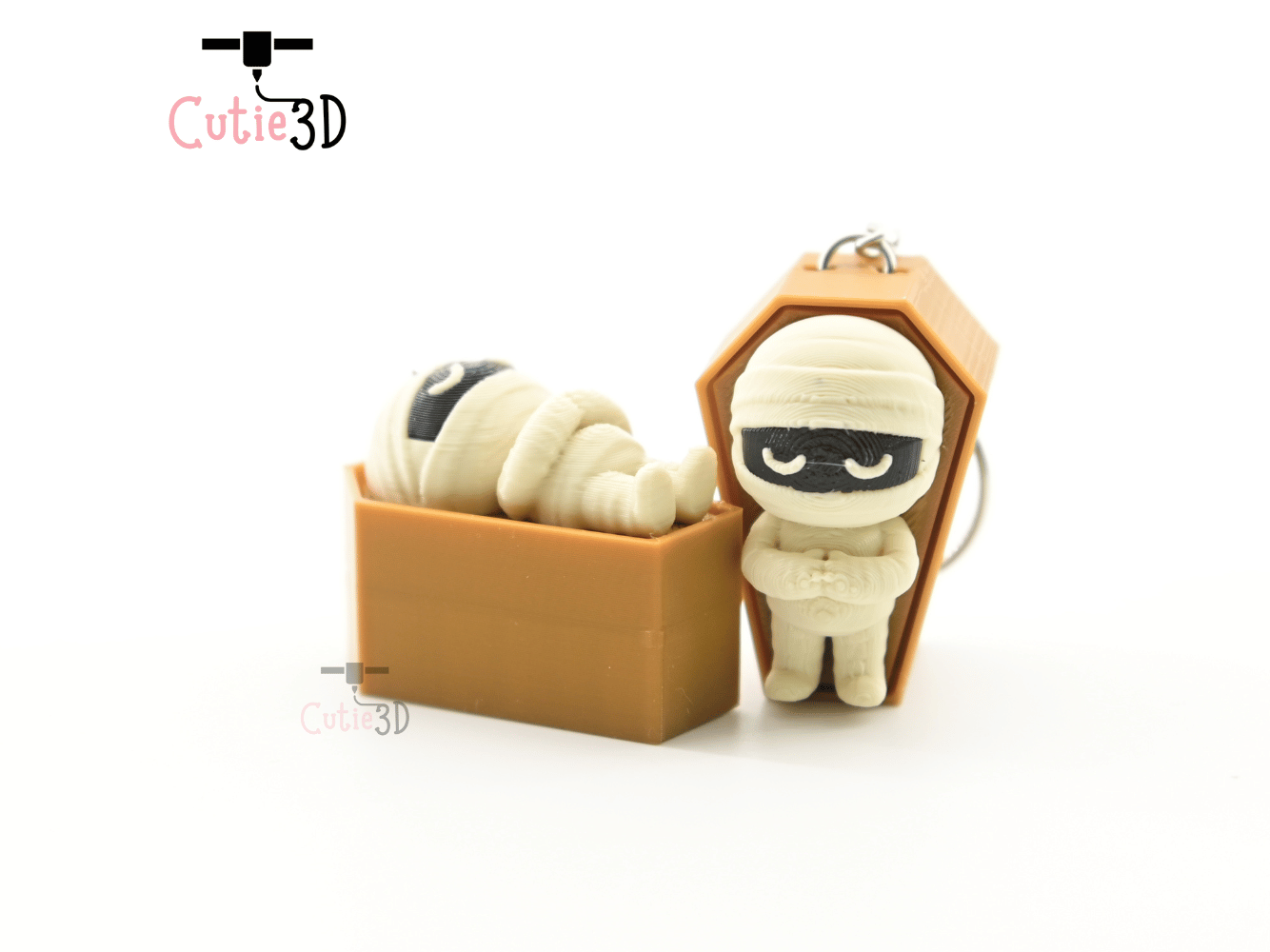 Digital Downloads - Cutie3D Halloween Mummy In Coffin Keycap Fidget Clicker Keychain - Cute Backpack Keychain