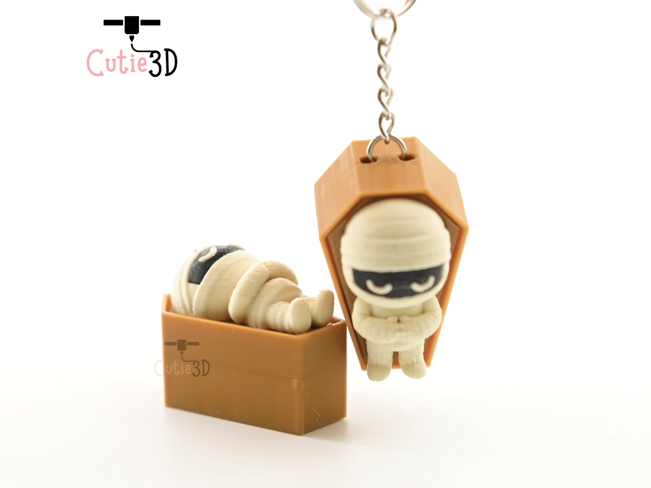 Digital Downloads - Cutie3D Halloween Mummy In Coffin Keycap Fidget Clicker Keychain - Cute Backpack Keychain