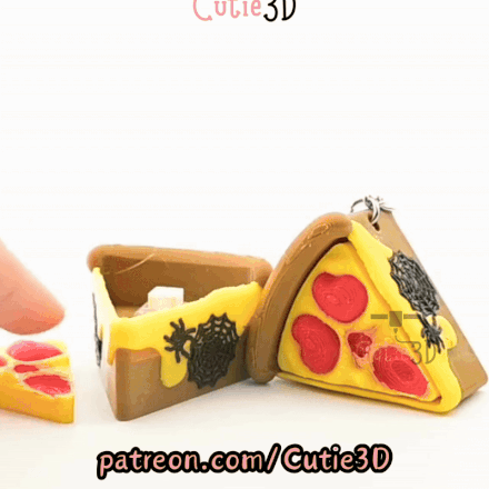 Digital Downloads - Cutie3D Halloween Pizza Slice Keycap Fidget Clicker Keychain - Cute Backpack Keychain