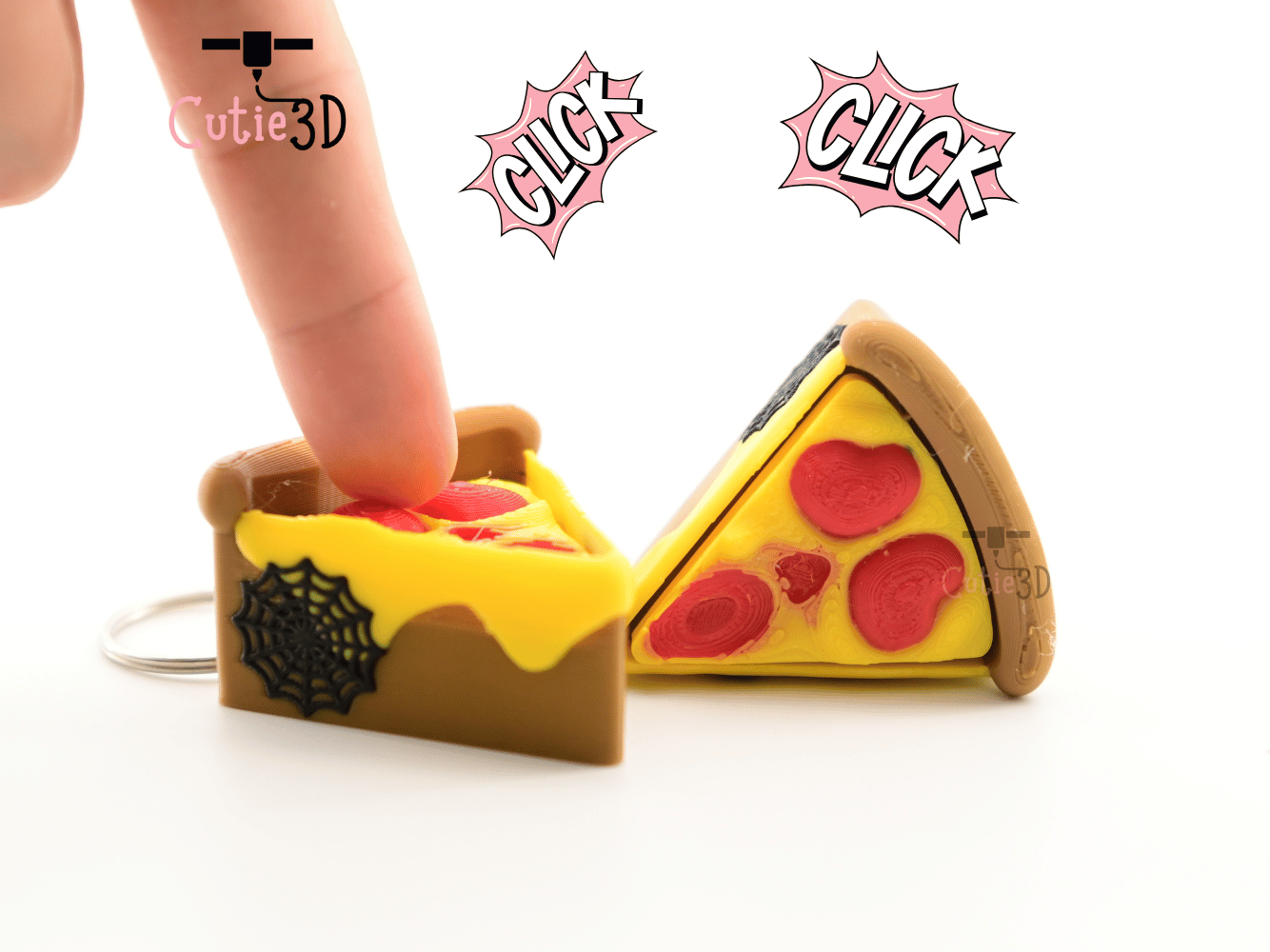 Digital Downloads - Cutie3D Halloween Pizza Slice Keycap Fidget Clicker Keychain - Cute Backpack Keychain