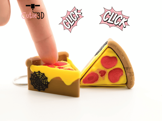 Digital Downloads - Cutie3D Halloween Pizza Slice Keycap Fidget Clicker Keychain - Cute Backpack Keychain