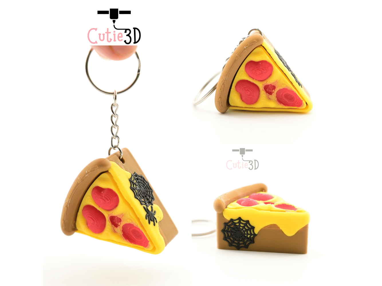 Digital Downloads - Cutie3D Halloween Pizza Slice Keycap Fidget Clicker Keychain - Cute Backpack Keychain