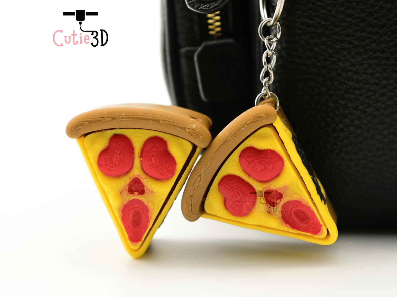Digital Downloads - Cutie3D Halloween Pizza Slice Keycap Fidget Clicker Keychain - Cute Backpack Keychain
