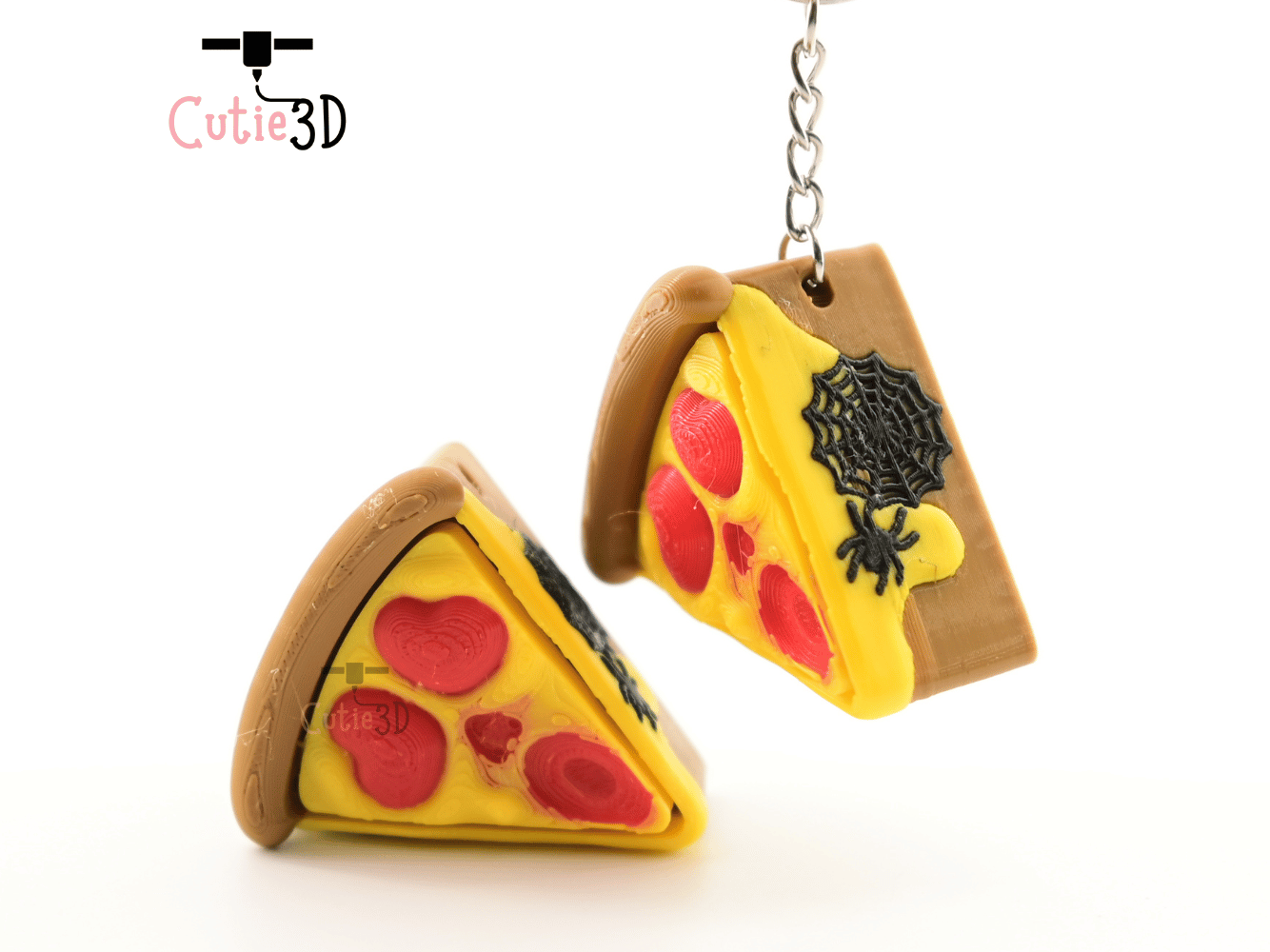 Digital Downloads - Cutie3D Halloween Pizza Slice Keycap Fidget Clicker Keychain - Cute Backpack Keychain