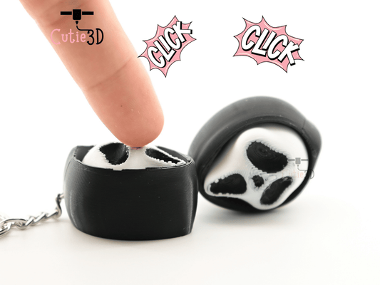 Digital Downloads - Cutie3D Halloween Scream Face Keycap Fidget Clicker Keychain - Cute Backpack Keychain