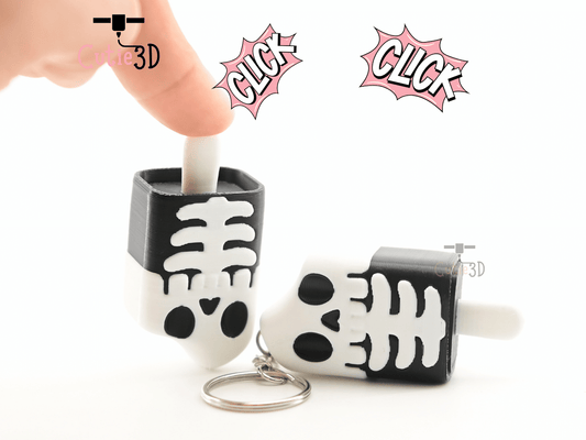 Digital Downloads - Cutie3D Halloween Skeleton Popsicle Keycap Fidget Clicker Keychain - Cute Backpack Keychain