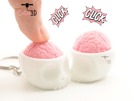 Digital Downloads - Cutie3D Halloween Skull Brain Keycap Fidget Clicker Keychain - Cute Backpack Keychain