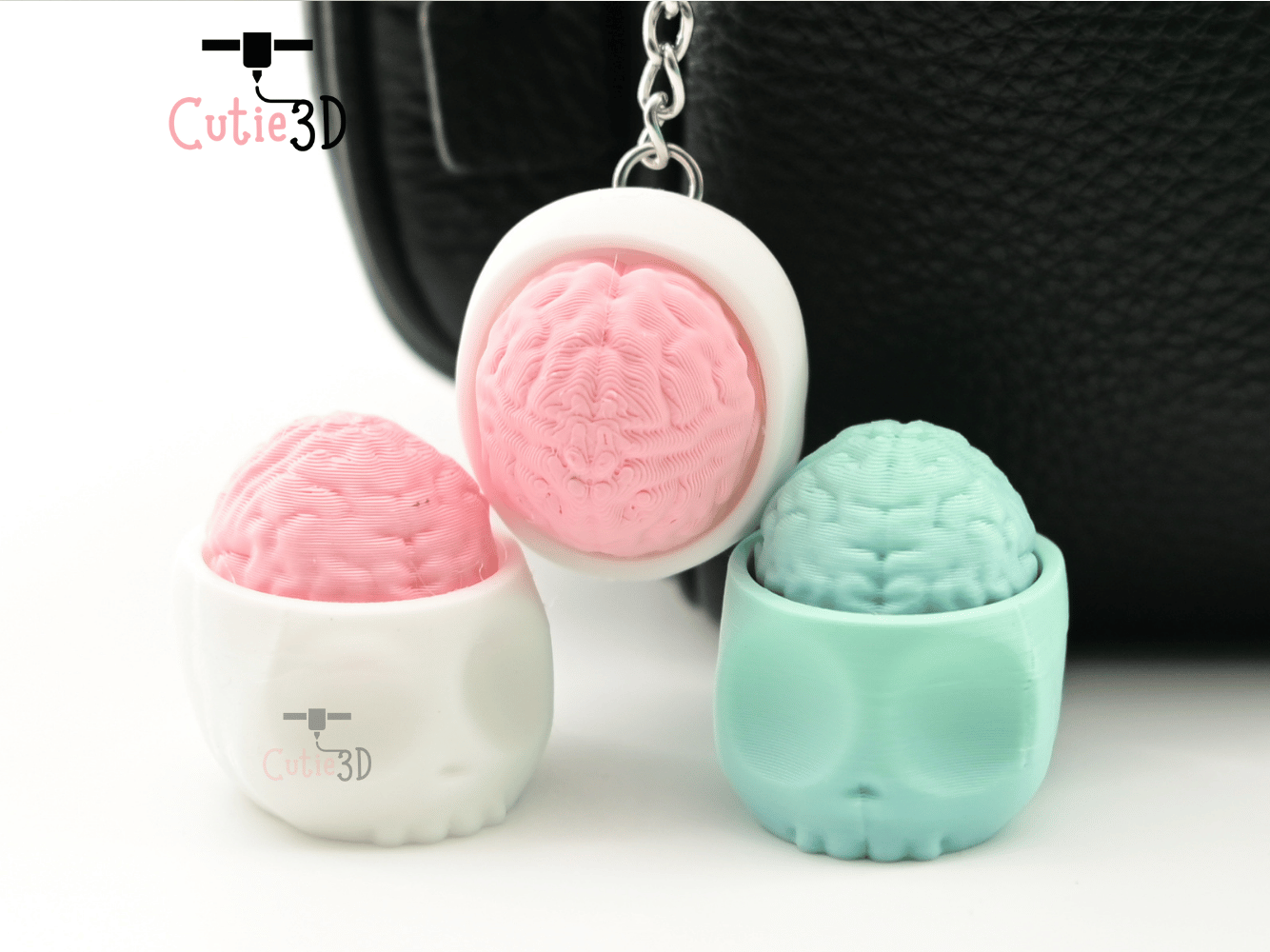 Digital Downloads - Cutie3D Halloween Skull Brain Keycap Fidget Clicker Keychain - Cute Backpack Keychain