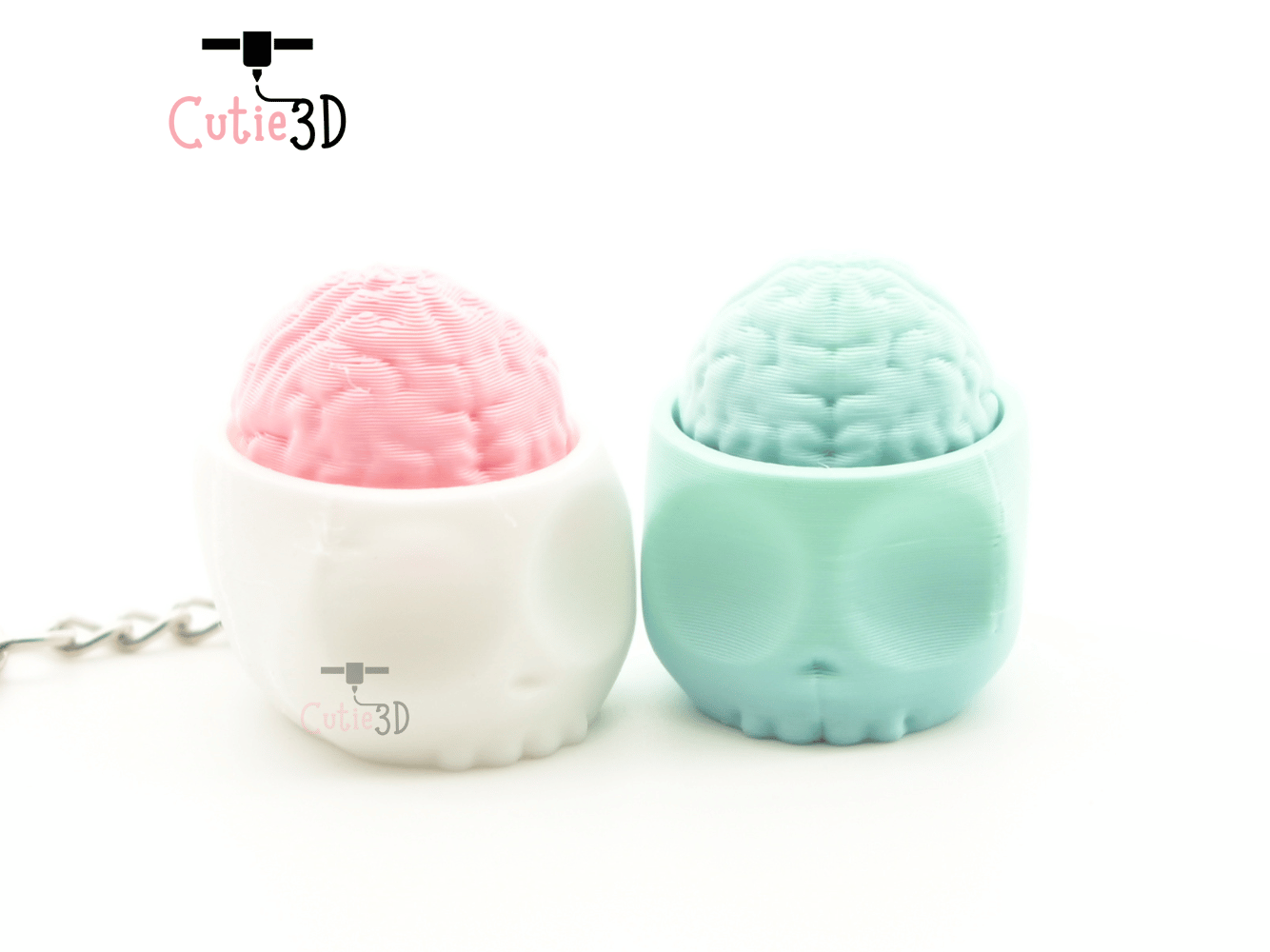 Digital Downloads - Cutie3D Halloween Skull Brain Keycap Fidget Clicker Keychain - Cute Backpack Keychain