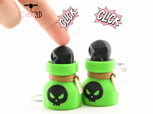 Digital Downloads - Cutie3D Halloween Skull Poison Bottle Keycap Fidget Clicker Keychain - Cute Backpack Keychain