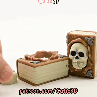 Digital Downloads - Cutie3D Halloween Spellbook With Skull Keycap Fidget Clicker Keychain - Cute Backpack Keychain