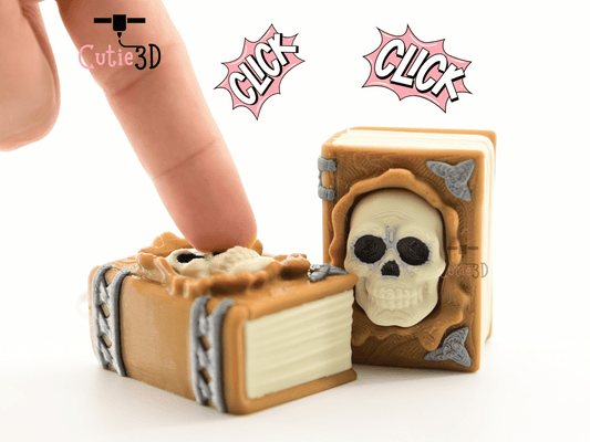 Digital Downloads - Cutie3D Halloween Spellbook With Skull Keycap Fidget Clicker Keychain - Cute Backpack Keychain
