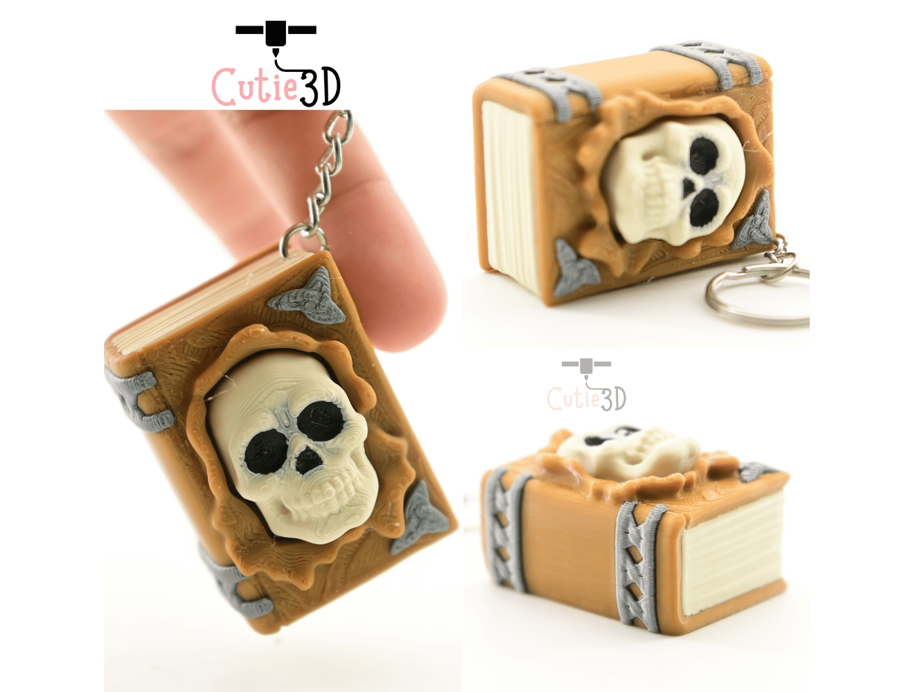 Digital Downloads - Cutie3D Halloween Spellbook With Skull Keycap Fidget Clicker Keychain - Cute Backpack Keychain