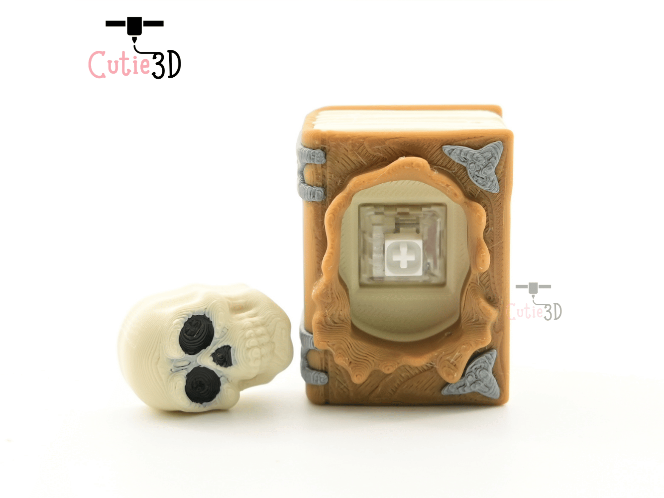 Digital Downloads - Cutie3D Halloween Spellbook With Skull Keycap Fidget Clicker Keychain - Cute Backpack Keychain