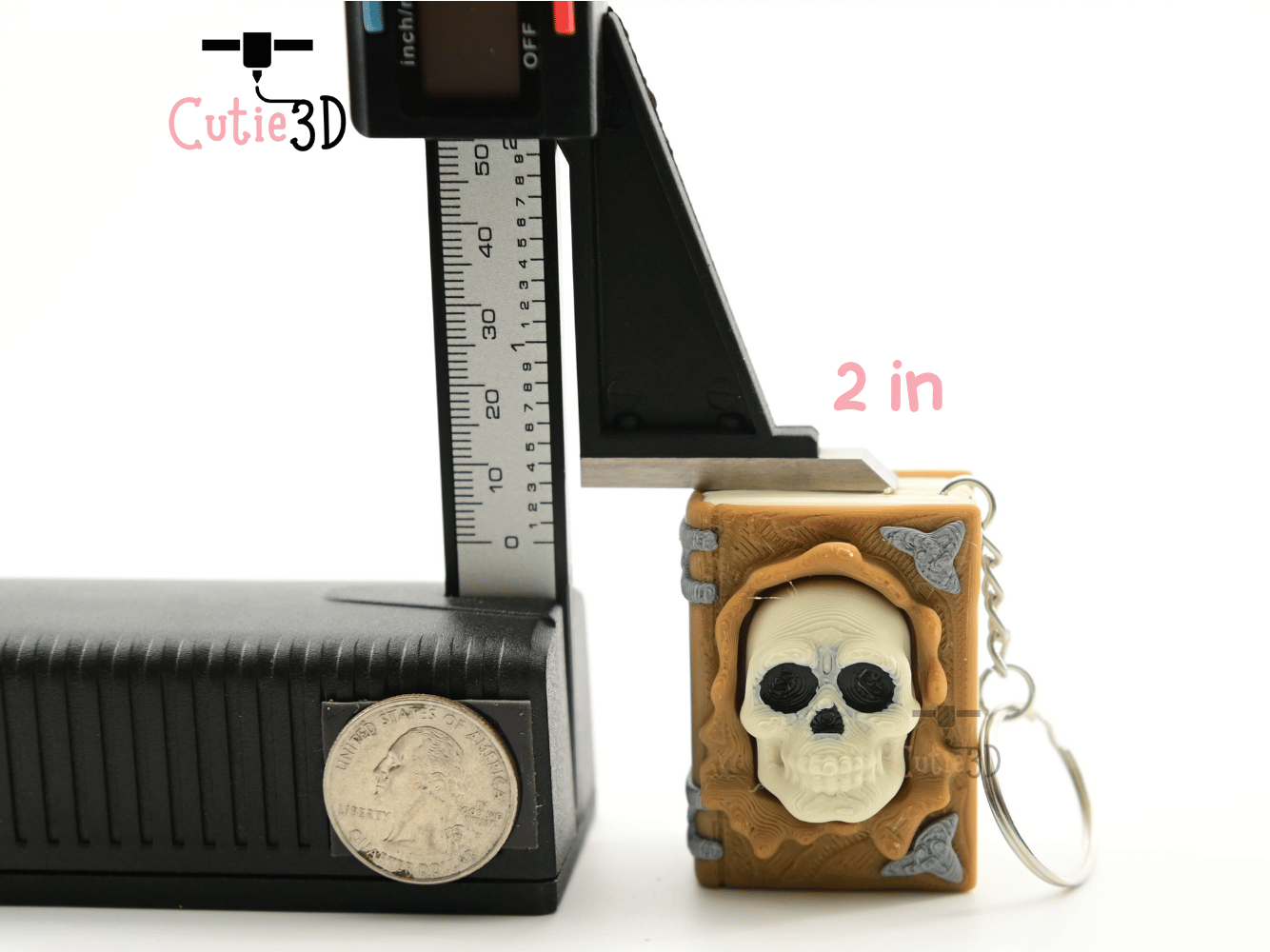 Digital Downloads - Cutie3D Halloween Spellbook With Skull Keycap Fidget Clicker Keychain - Cute Backpack Keychain