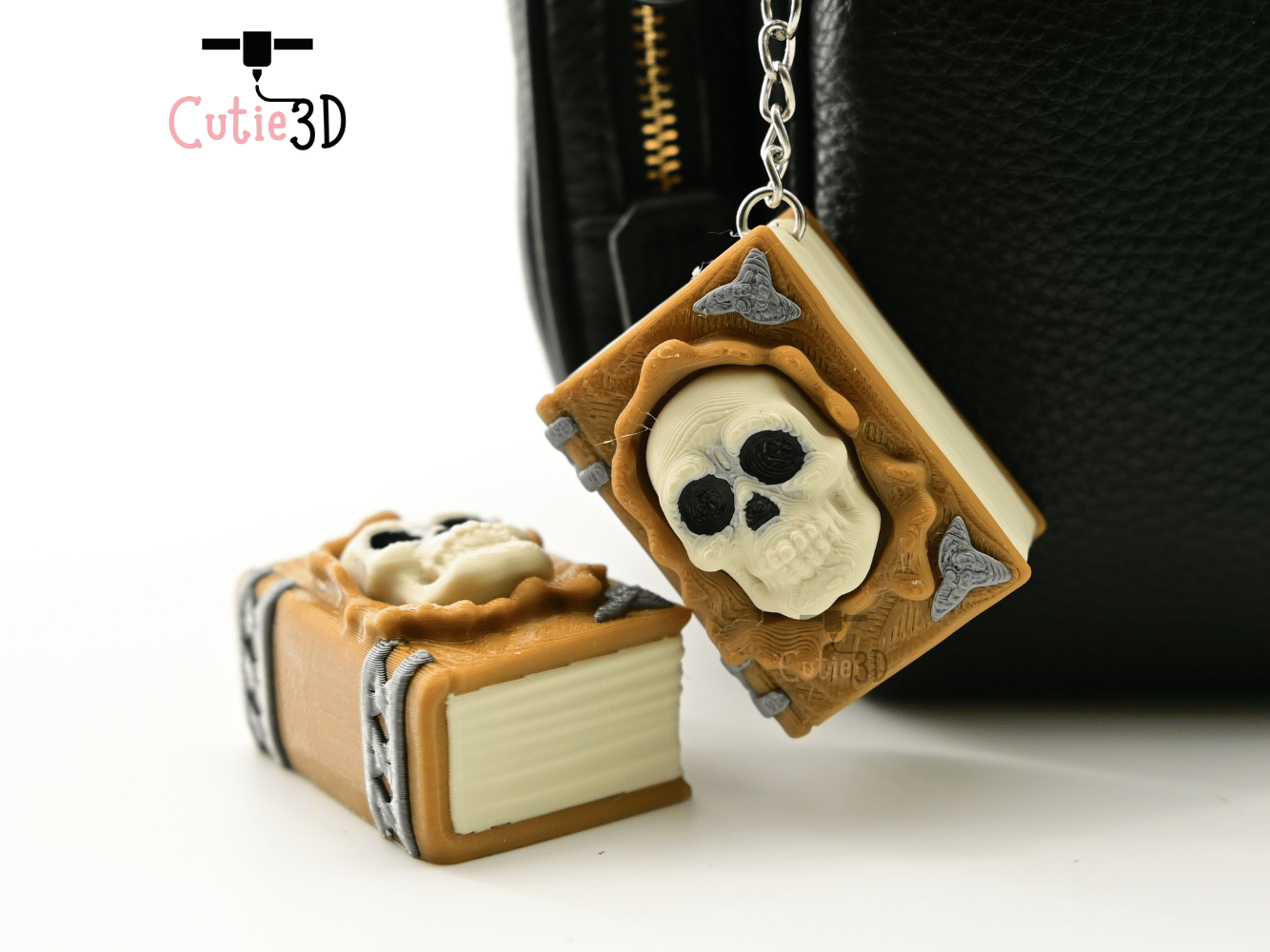 Digital Downloads - Cutie3D Halloween Spellbook With Skull Keycap Fidget Clicker Keychain - Cute Backpack Keychain