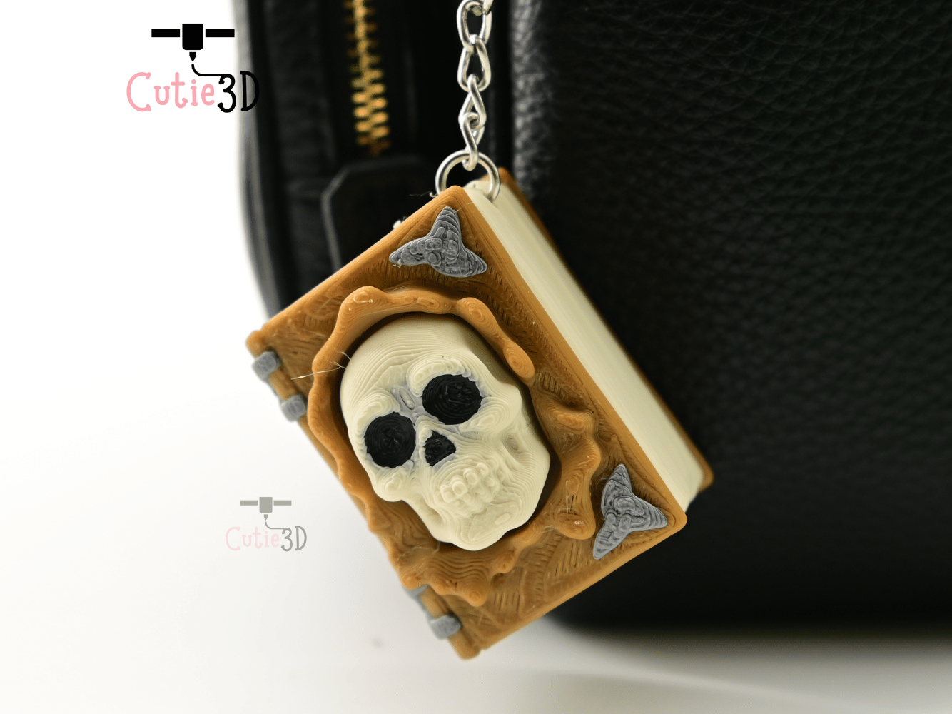 Digital Downloads - Cutie3D Halloween Spellbook With Skull Keycap Fidget Clicker Keychain - Cute Backpack Keychain
