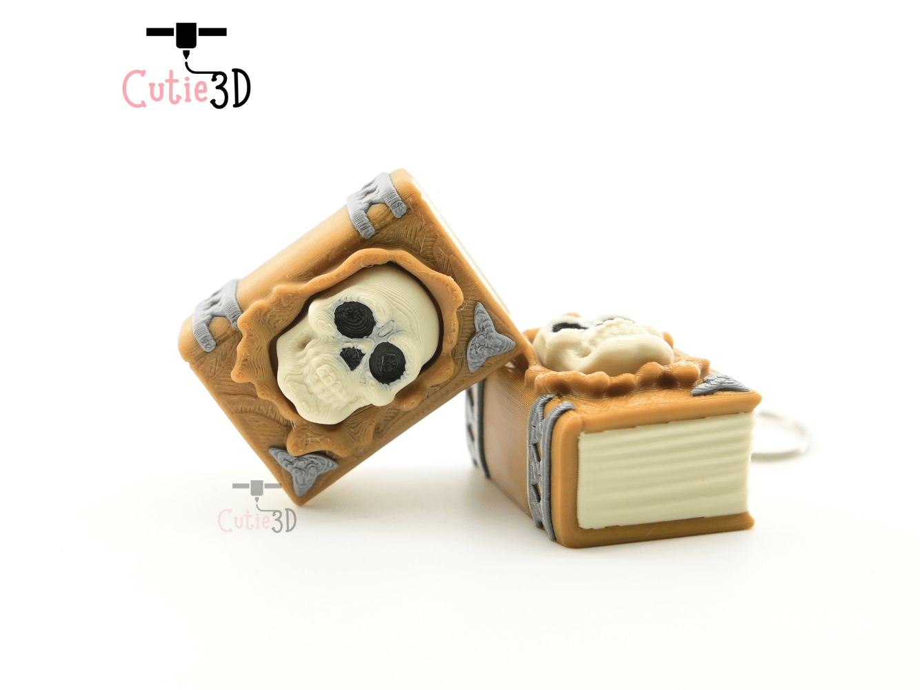 Digital Downloads - Cutie3D Halloween Spellbook With Skull Keycap Fidget Clicker Keychain - Cute Backpack Keychain