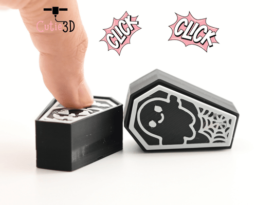 Digital Downloads - Cutie3D Halloween Spooky Coffin Set Keycap Fidget Clicker Keychain - Cute Backpack Keychain