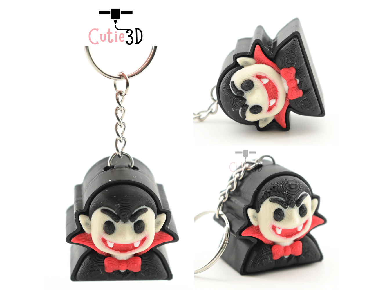 Digital Downloads - Cutie3D Halloween Vampire Keycap Fidget Clicker Keychain - Cute Backpack Keychain