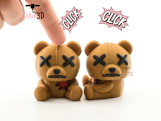 Digital Downloads - Cutie3D Halloween Voodoo Bear Keycap Fidget Clicker Keychain - Cute Backpack Keychain