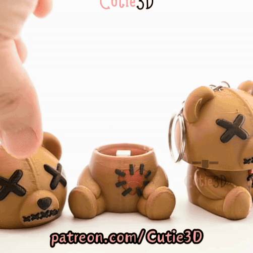 Digital Downloads - Cutie3D Halloween Voodoo Bear Keycap Fidget Clicker Keychain - Cute Backpack Keychain