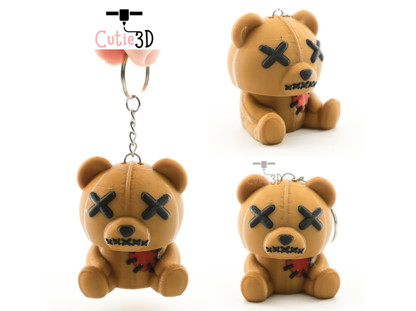 Digital Downloads - Cutie3D Halloween Voodoo Bear Keycap Fidget Clicker Keychain - Cute Backpack Keychain