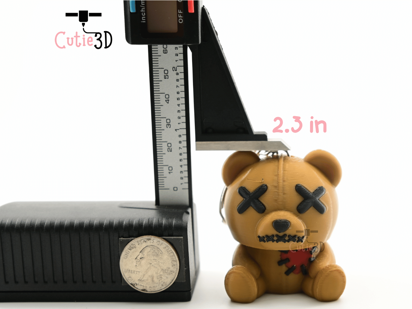 Digital Downloads - Cutie3D Halloween Voodoo Bear Keycap Fidget Clicker Keychain - Cute Backpack Keychain