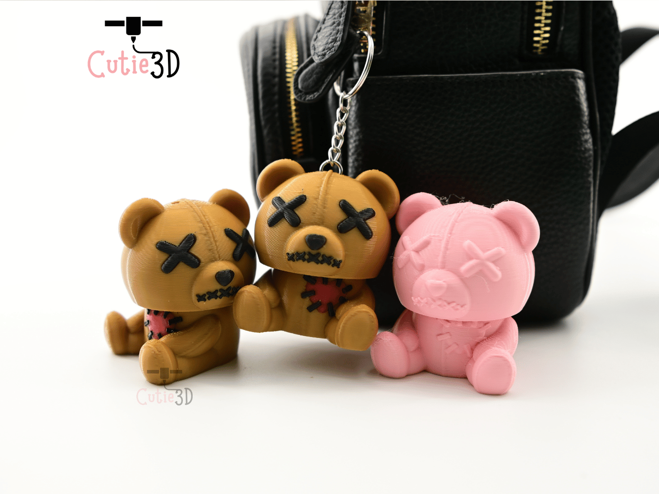 Digital Downloads - Cutie3D Halloween Voodoo Bear Keycap Fidget Clicker Keychain - Cute Backpack Keychain