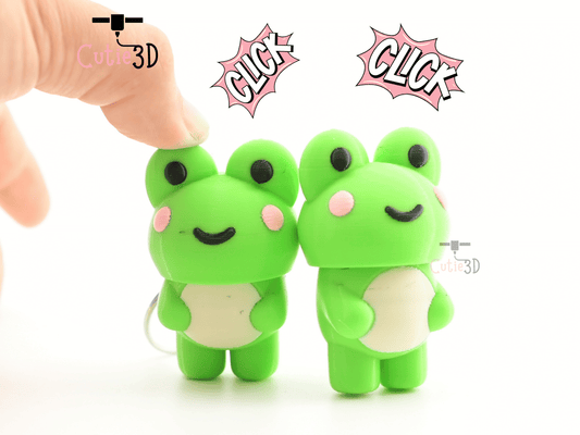 Digital Downloads - Cutie3D Happy Frog For Animal Lovers Keycap Fidget Clicker Keychain - Cute Backpack Keychain