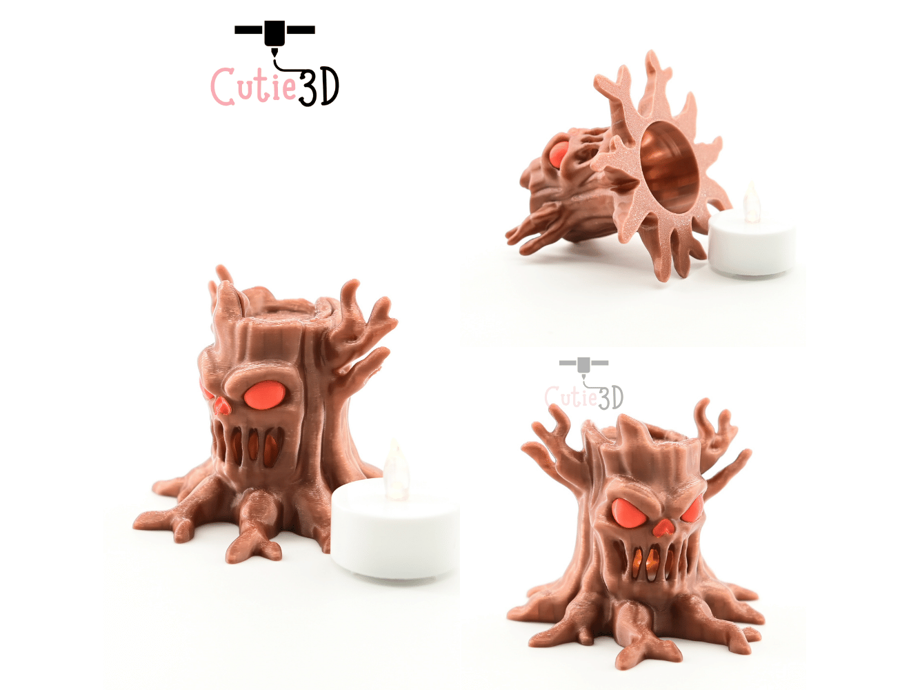 Digital Downloads - Cutie3D Haunted Skull Tree Candle Holder Keycap Fidget Clicker Keychain - Cute Backpack Keychain