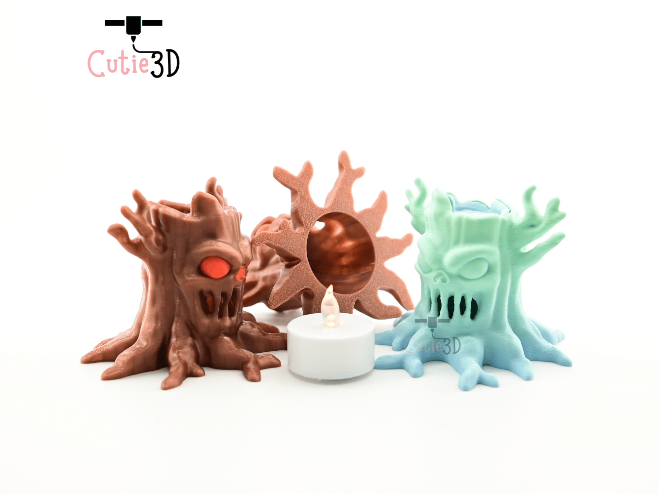 Digital Downloads - Cutie3D Haunted Skull Tree Candle Holder Keycap Fidget Clicker Keychain - Cute Backpack Keychain