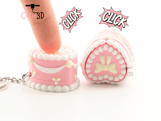 Digital Downloads - Cutie3D Heart Birthday Cake Keycap Fidget Clicker Keychain - Cute Backpack Keychain