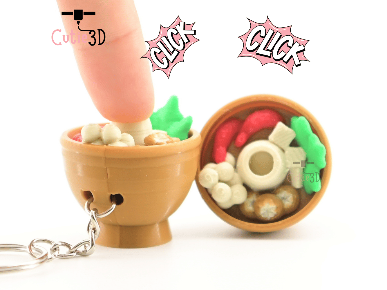 Digital Downloads - Cutie3D Hot Pot Keycap Fidget Clicker Keychain - Cute Backpack Keychain