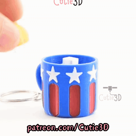 Digital Downloads - Cutie3D July 4Th Beer Mug Keycap Fidget Clicker Keychain - Cute Backpack Keychain