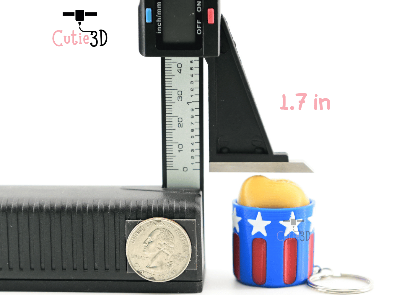 Digital Downloads - Cutie3D July 4Th Beer Mug Keycap Fidget Clicker Keychain - Cute Backpack Keychain