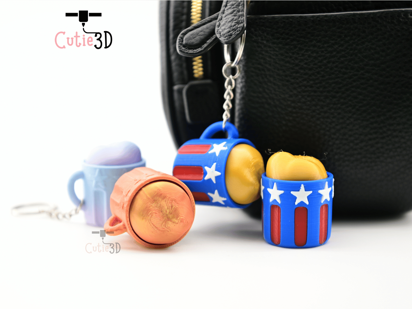 Digital Downloads - Cutie3D July 4Th Beer Mug Keycap Fidget Clicker Keychain - Cute Backpack Keychain