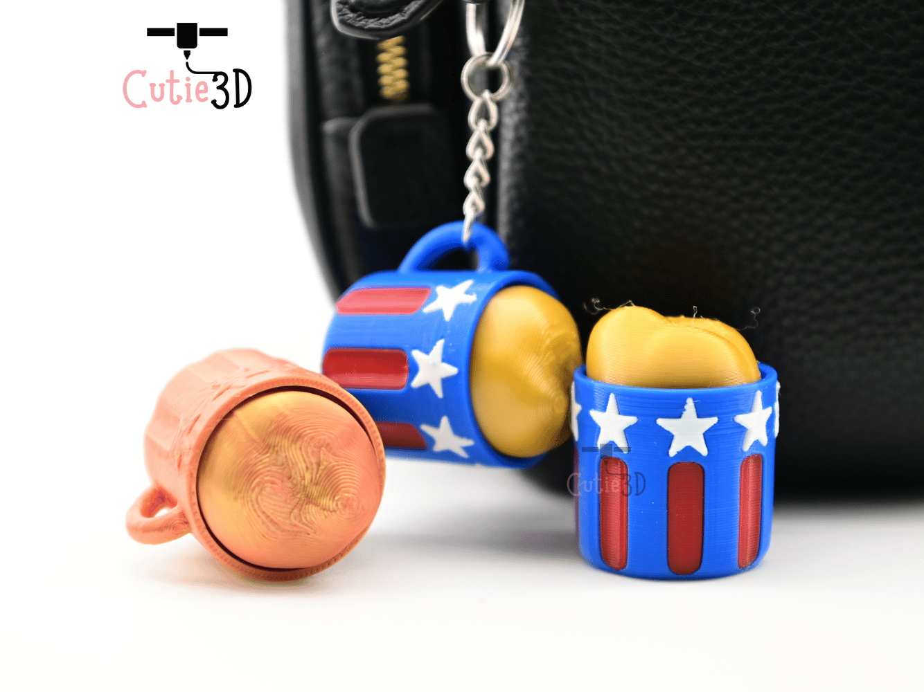 Digital Downloads - Cutie3D July 4Th Beer Mug Keycap Fidget Clicker Keychain - Cute Backpack Keychain
