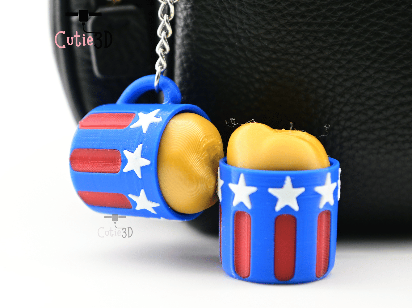 Digital Downloads - Cutie3D July 4Th Beer Mug Keycap Fidget Clicker Keychain - Cute Backpack Keychain