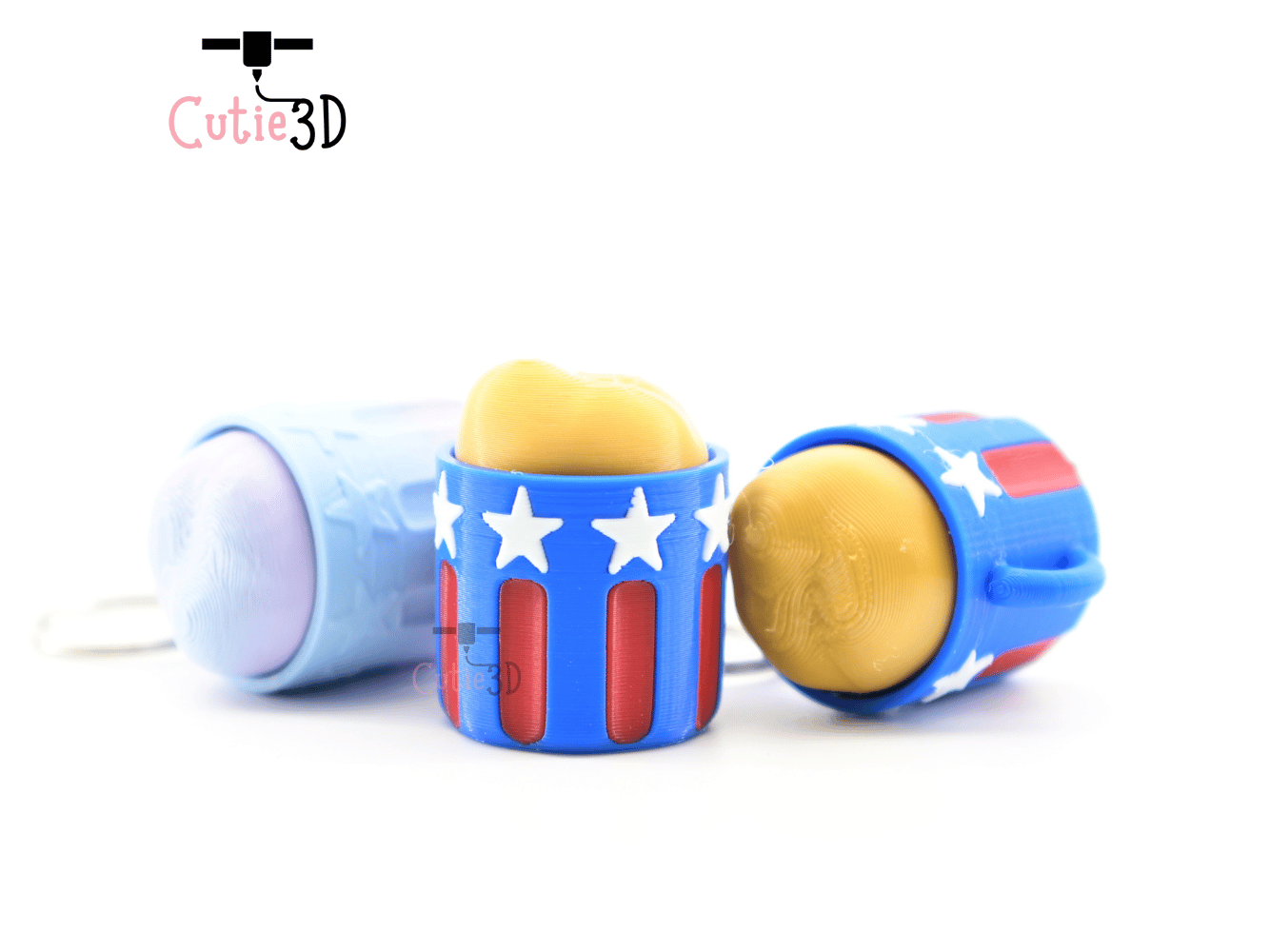 Digital Downloads - Cutie3D July 4Th Beer Mug Keycap Fidget Clicker Keychain - Cute Backpack Keychain