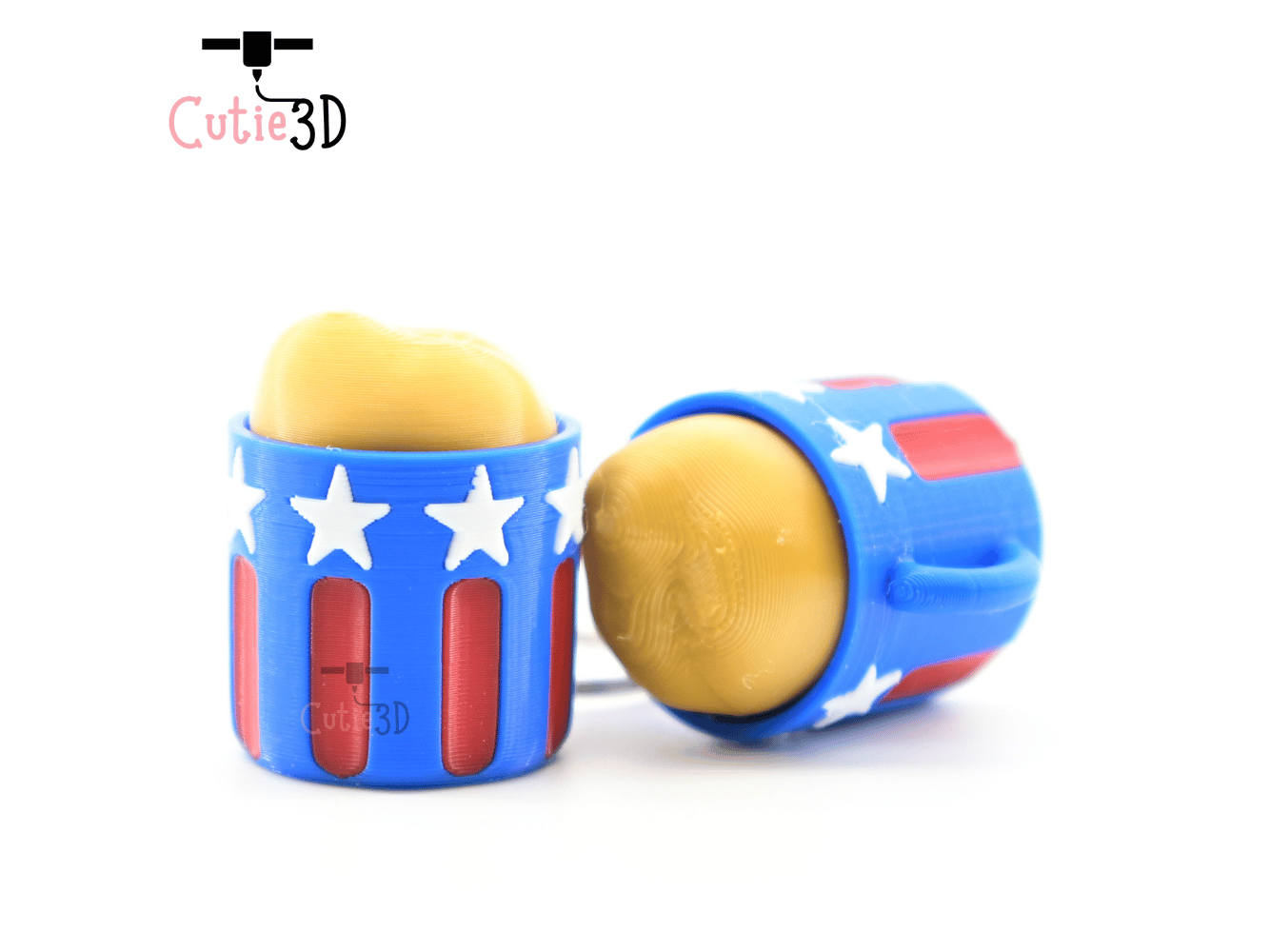 Digital Downloads - Cutie3D July 4Th Beer Mug Keycap Fidget Clicker Keychain - Cute Backpack Keychain